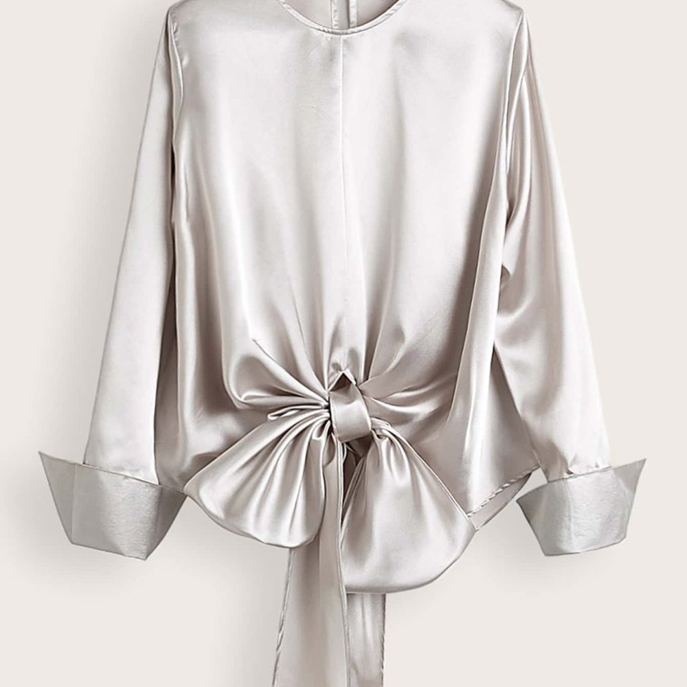 Gray Satin Top